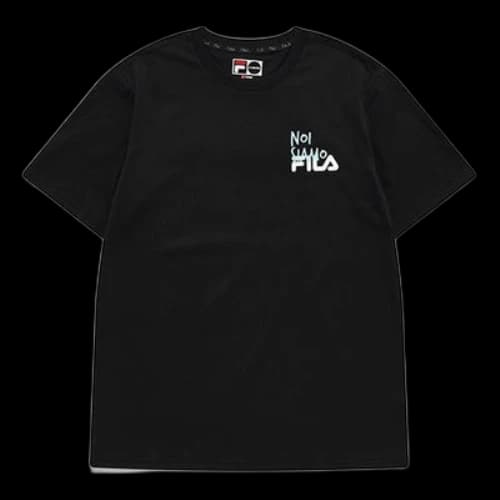 FILA FUSION Alphabet Logo Round Neck Short Sleeve Dark Black T-Shirt