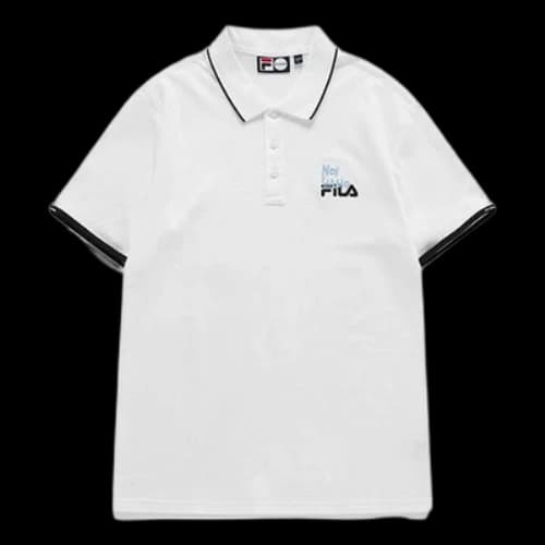 FILA FUSION Logo Printing Embroidered Alphabet Short Sleeve Polo Shirt White