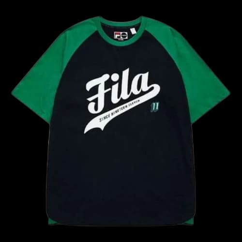 FILA FUSION Contrasting Colors Knit Casual Sports Short Sleeve Black T-Shirt