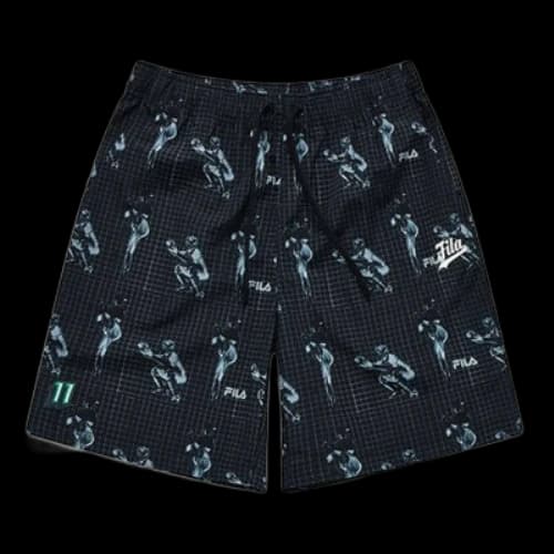 FILA FUSION Full Print Baseball Woven Sports 5-Inch Shorts 'Black Teal'