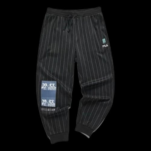 FILA FUSION Knitted Printed Striped Loose Fit Pants 'Black'