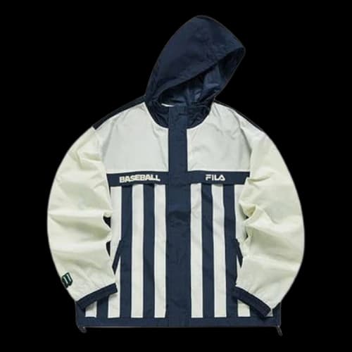 FILA FUSION Stripe Contrasting Colors Loose hooded Jacket Gray