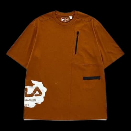 FILA FUSION Logo Printing Splicing Sports Loose Short Sleeve
