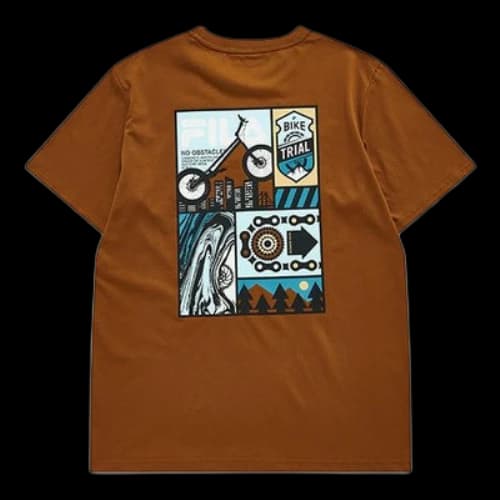 FILA FUSION cycling Illustration Pattern Printing Knit Short Sleeve