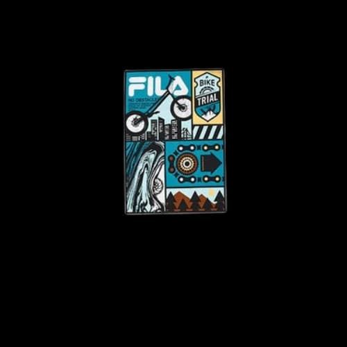 FILA FUSION cycling Illustration Pattern Printing Knit Short Sleeve White