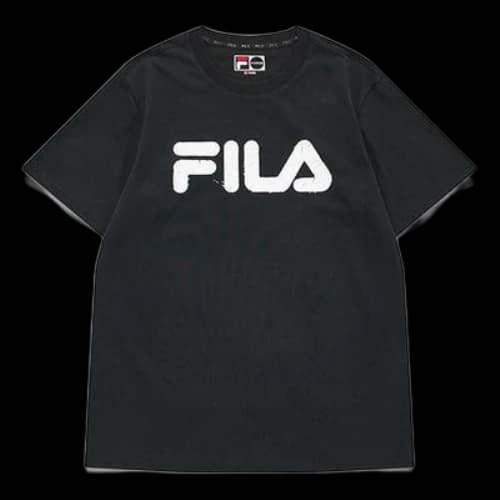 FILA FUSION Rock Logo Printing Sports Short Sleeve Dark Black T-Shirt