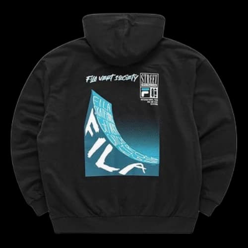 FILA FUSION Skateboard Subject Printing Sports Loose Dark Black