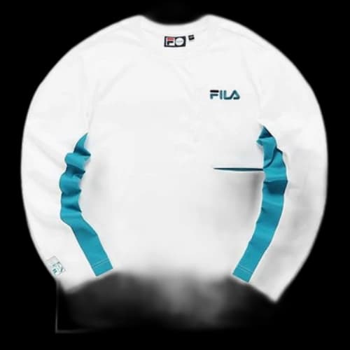 FILA FUSION Athleisure Casual Sports Contrasting Colors Round Neck Long Sleeves White T-Shirt