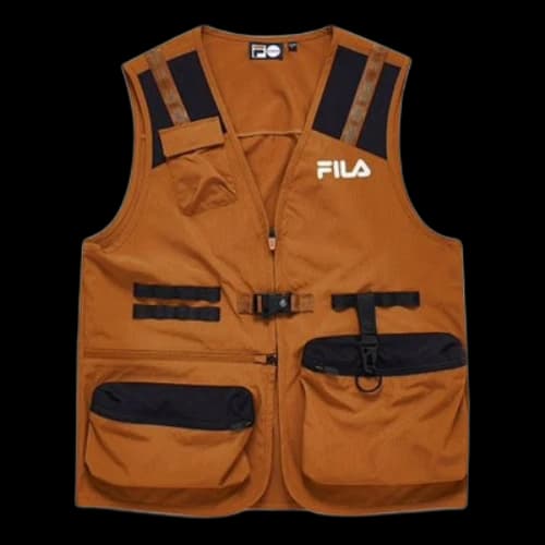 FILA FUSION Utility Woven Multi-Pocket Contrast Vest 'Brown Black'