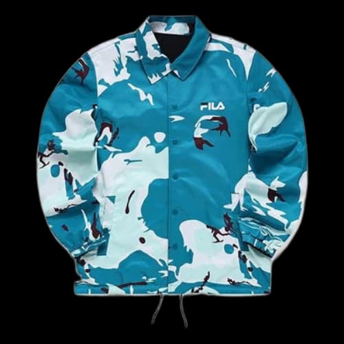 FILA FUSION Camouflage Full Print reversible Coach Jacket Loose Black