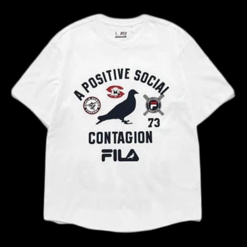 FILA FUSION x staple Crossover Baseball Pattern Printing Loose Sports Short Sleeve White T-Shirt
