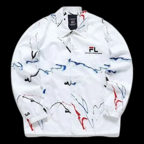 FILA FUSION x FUTURA Crossover Splash Ink Full Print Casual Coach Loose Jacket White
