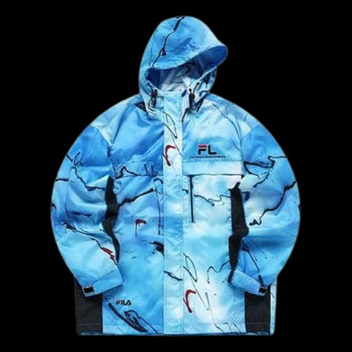 FILA FUSION x FUTURA Crossover Splash Ink Full Print Woven Sports Hooded Jacket Blue