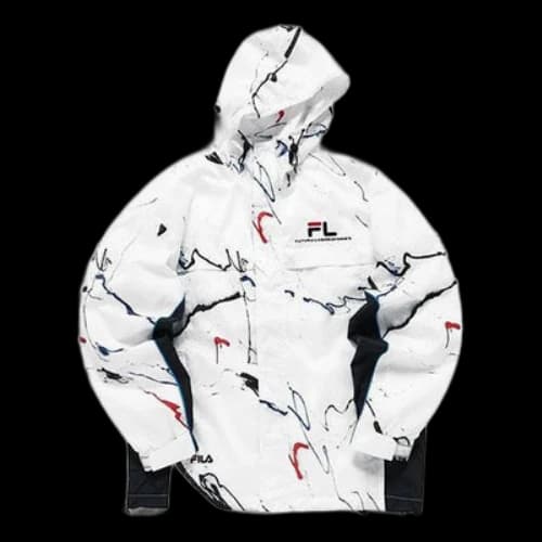 FILA FUSION x FUTURA Crossover Splash Ink Full Print Woven Sports Hooded Jacket White