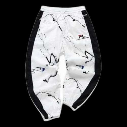 FILA FUSION x Futura Graffiti Printed Side Tape Pants 'White Black'