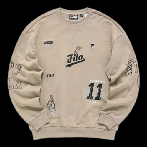 FILA FUSION Graphic Loose Fit Pullover Sweatshirt 'Tan Black'