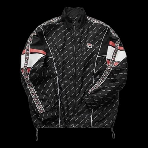 FILA FUSION Full Print Woven Sports Jacket Couple Style Black