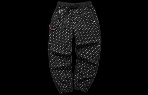 FILA FUSION Full Print Woven Sports Long Pants Couple Style Black