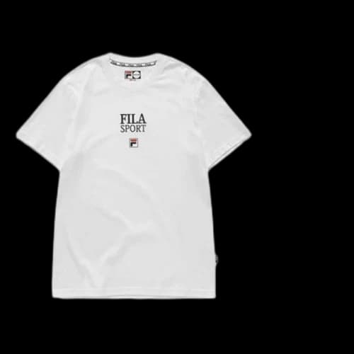 FILA FUSION Sport Logo Short Sleeve Couple Style White