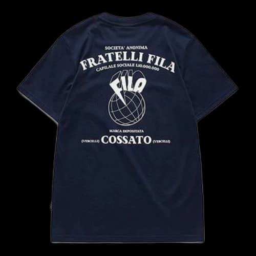 FILA FUSION Small logo Back Printing Short Sleeve Navy Blue
