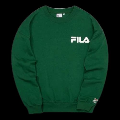 FILA FUSION Alphabet Logo Printing Sports Round Neck Pullover Unisex Green