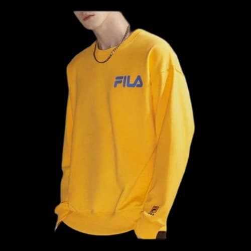 FILA FUSION Alphabet Logo Printing Sports Round Neck Pullover Unisex Yellow