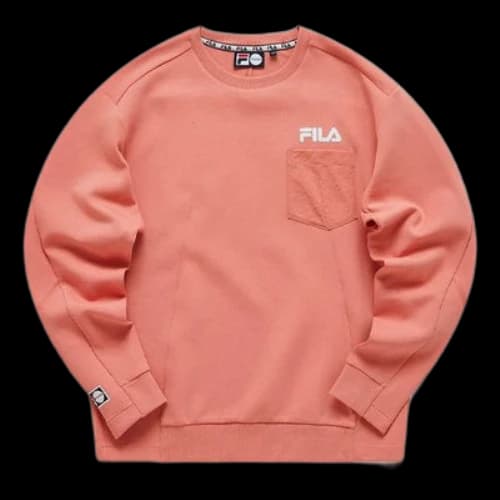 Fila FUSION Solid Color Chest Pocket Sports Pullover Round Neck Couple Style