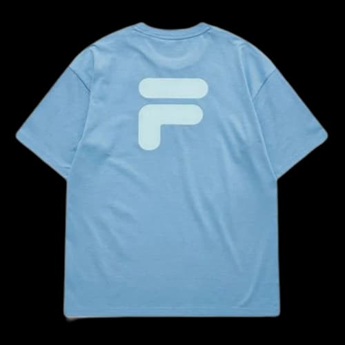 FILA FUSION Logo Printing Solid Color Loose Sports Short Sleeve Unisex Blue
