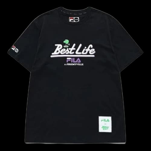 FILA FUSION x Jeremyville Crossover Pattern Printing Round Neck Short Sleeve Unisex Black