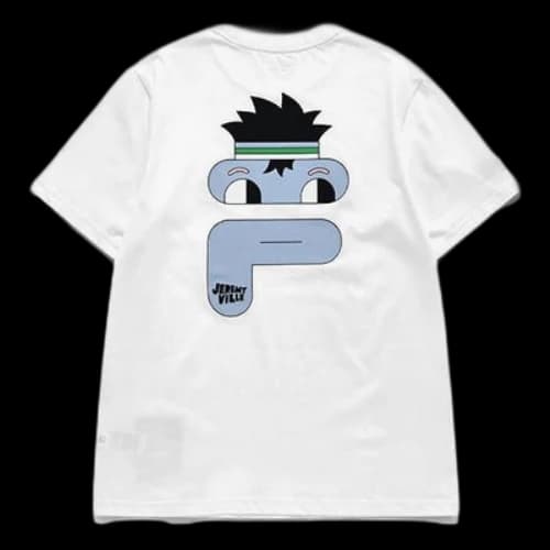FILA FUSION x Jeremyville Crossover Cartoon Alphabet Printing Sports Short Sleeve Couple Style White