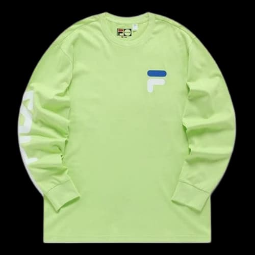 FILA FUSION Logo Printing Knit Loose Sports Round Neck Long Sleeves Couple Style Green