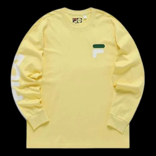 FILA FUSION Logo Printing Knit Loose Sports Round Neck Long Sleeves Couple Style Yellow