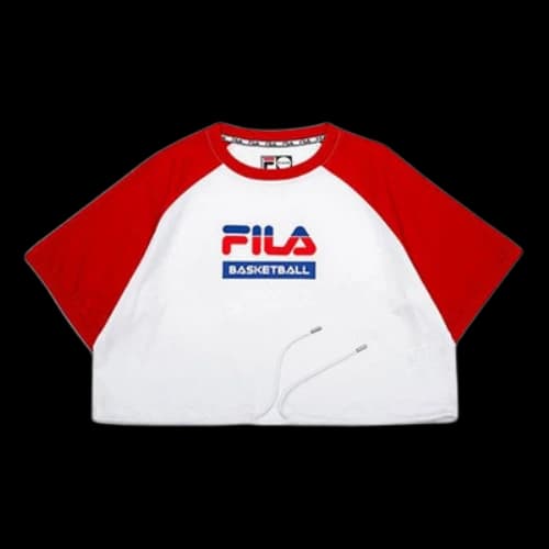 FILA FUSION FILA LOGO Short Sleeve Red White Splicing (Women's)