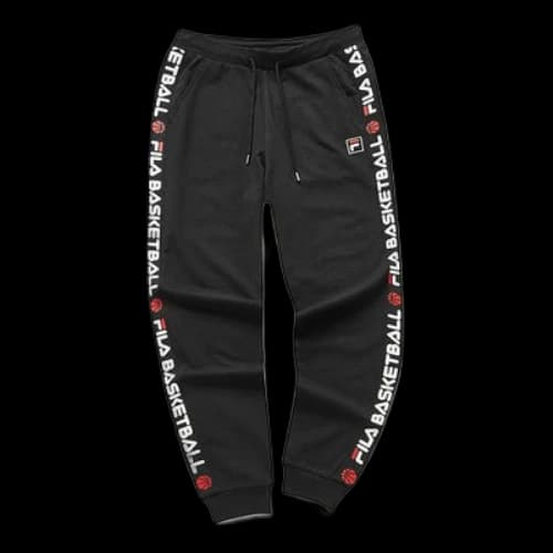 FILA FUSION Logo Printing Knit Drawstring Sports Pants Black (Women's)