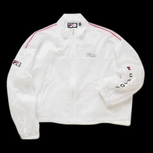 Fila FUSION Athleisure Casual Sports Printing Alphabet Stand Collar Woven Jacket White