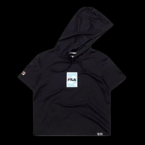 FILA FUSION Printing hooded Short Sleeve Black (Women's)