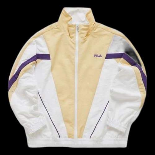 FILA FUSION Logo Printing Contrasting Colors Stand Collar Sports Jacket Yellow