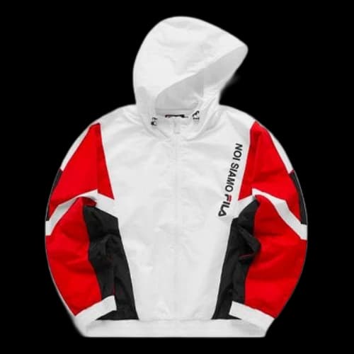 Fila FUSION Splicing Contrasting Colors Loose Sports Woven Hooded Jacket Red