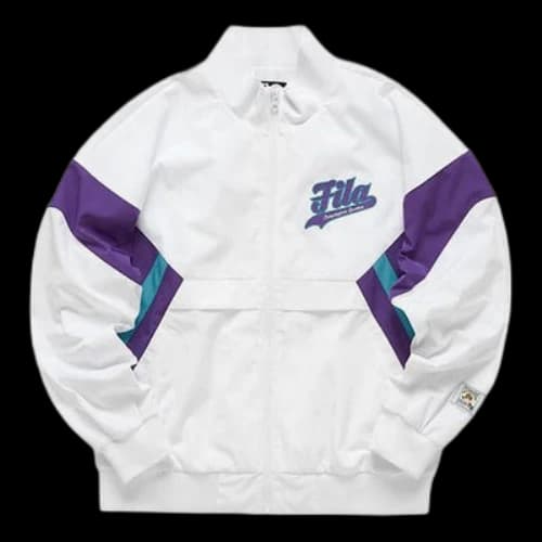 Fila FUSION Splicing Contrasting Colors Woven Stand Collar Jacket White