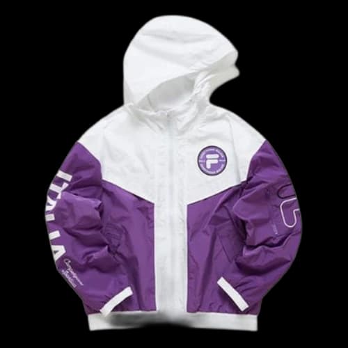Fila FUSION Contrasting Colors Logo Printing Sports Hooded Jacket Purple