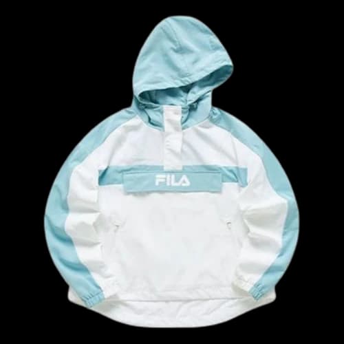 FILA FUSION Logo Printing Colorblock Woven Sports Hooded Jacket White