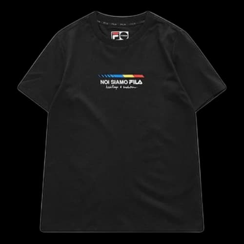 FILA FUSION Alphabet Printing Knit Sports Short Sleeve Black