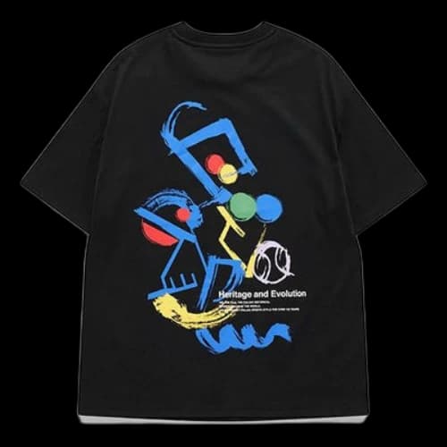 FILA FUSION Back Graffiti Printing Loose Sports Short Sleeve Black