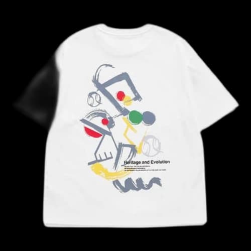 FILA FUSION Back Graffiti Printing Loose Sports Short Sleeve White