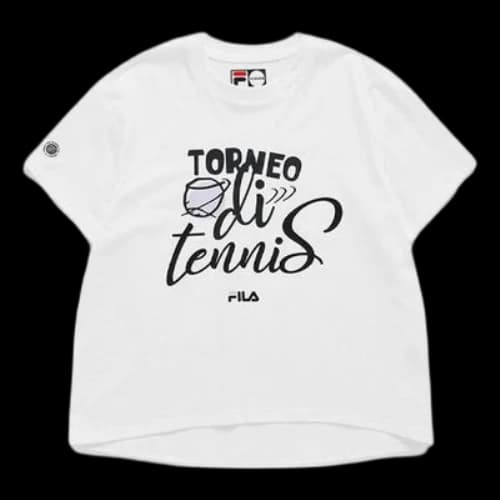 FILA FUSION Alphabet Printing Loose Sports Round Neck Short Sleeve White T-Shirt