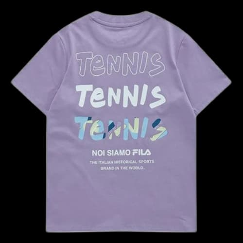 FILA FUSION Alphabet Printing Sports Round Neck Short Sleeve Purple