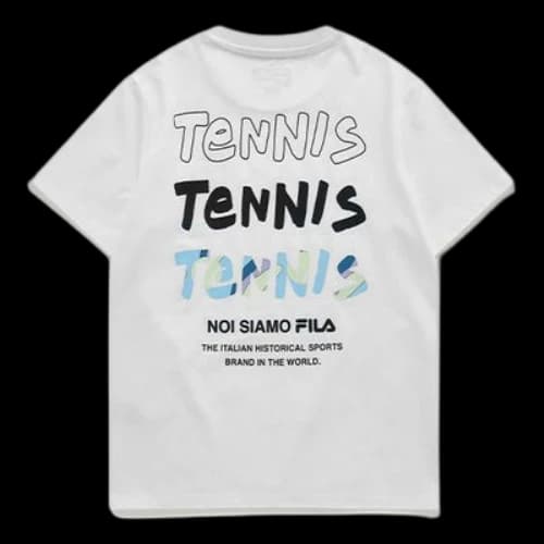 FILA FUSION Alphabet Printing Sports Round Neck Short Sleeve White