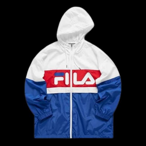 FILA FUSION Logo Printing Contrasting Colors Woven Hooded Jacket White