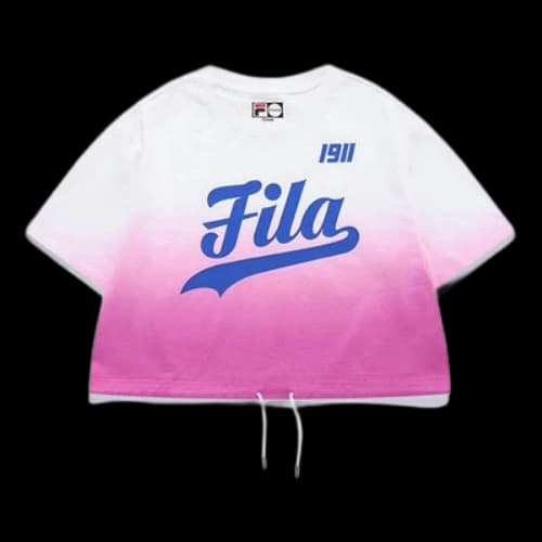 FILA FUSION Gradient Sports Printing Loose Short Sleeve Light Lilac Purple T-Shirt