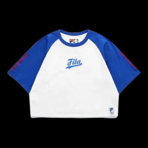FILA FUSION Baseball Casual Sports Loose Splicing Breathable Short Sleeve White
